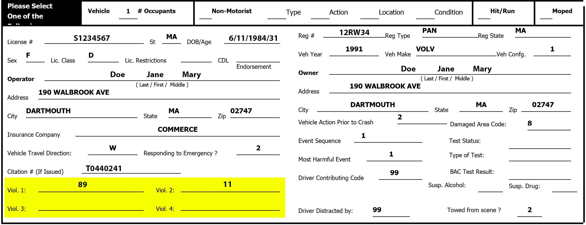 Violation1 7 Mass Crash Report Manual